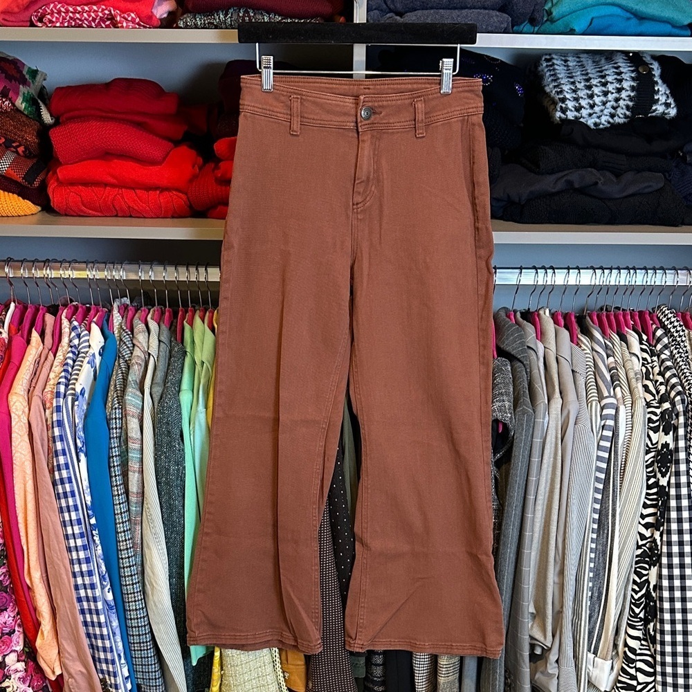 Ophelia Roe brown wide leg 2 pocket high rise jeans size 4